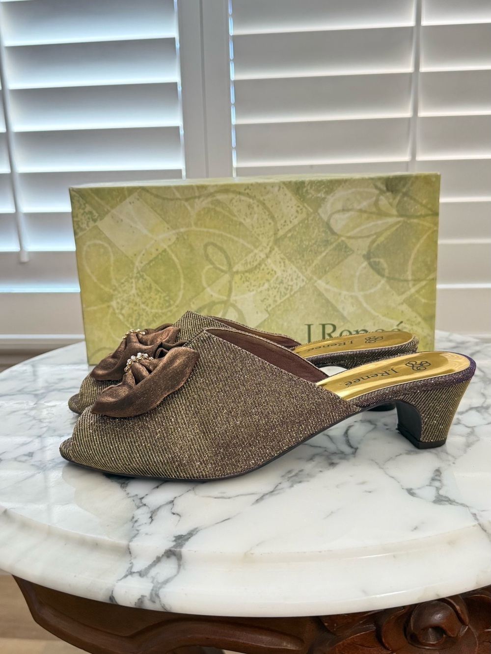 J.Renee Two-Tone Glitter Peep-Toe Mules - Picture 5 of 6